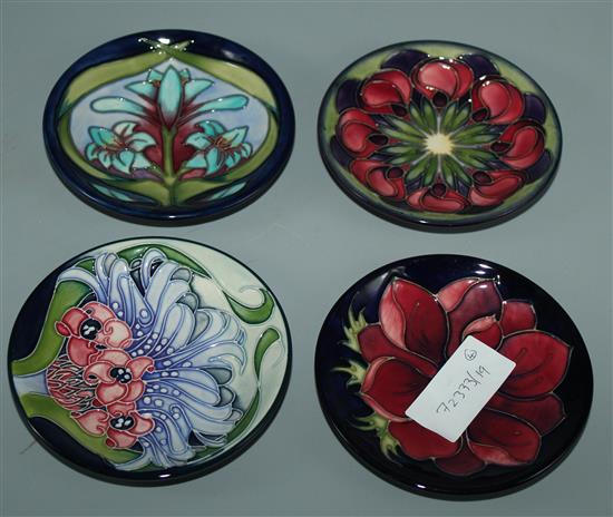 4 Moorcroft floral dishes